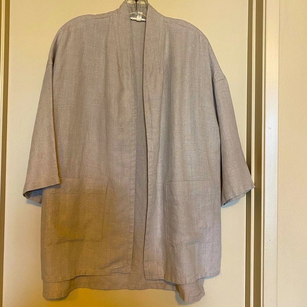 Eileen Fisher linen kimono style jacket.